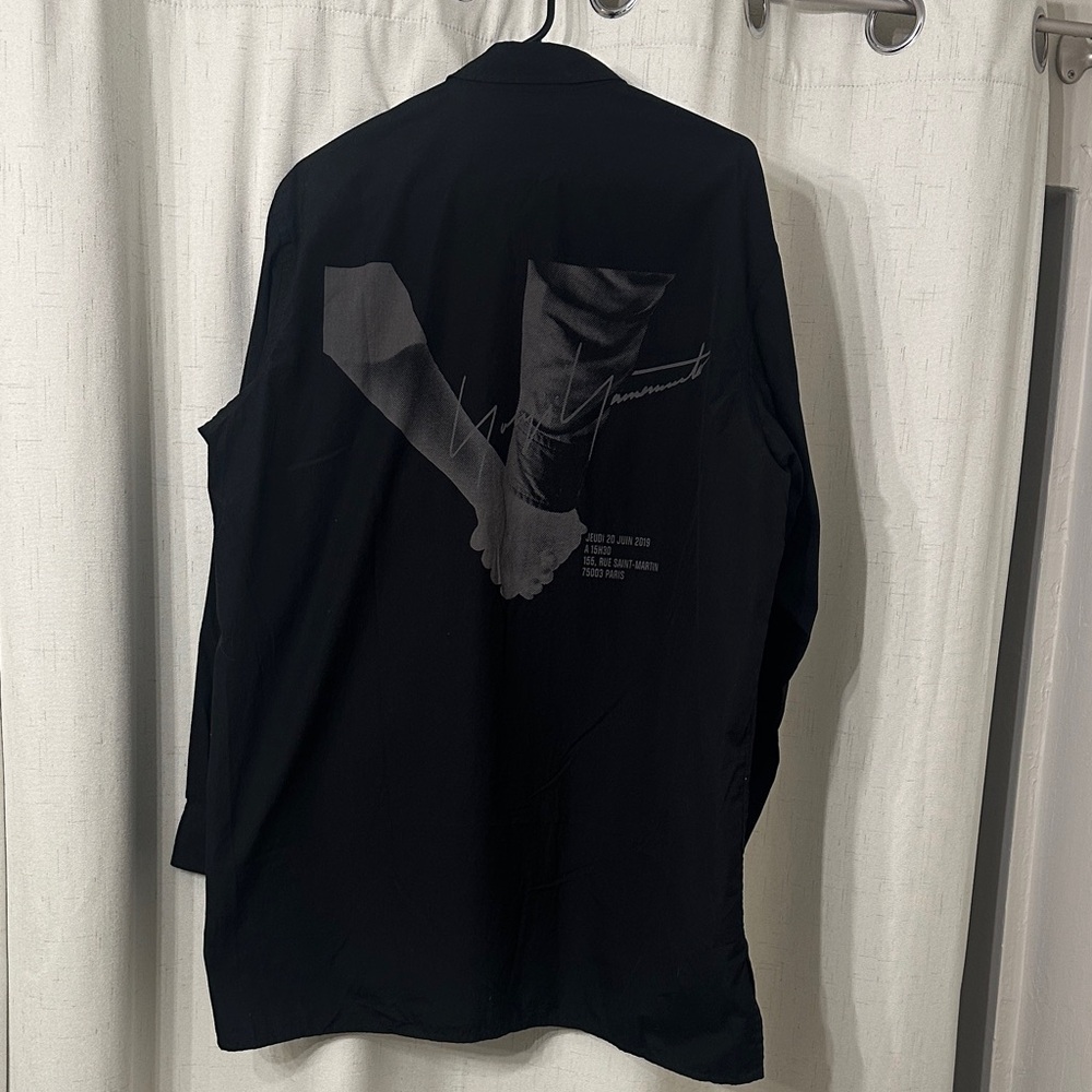 Yohji Yamamoto Black Graphic Button Down Shirt